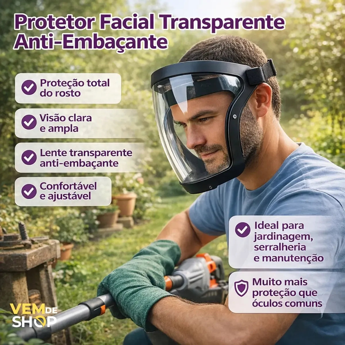 Mascara Para Proteçao Facial Visor Transparente