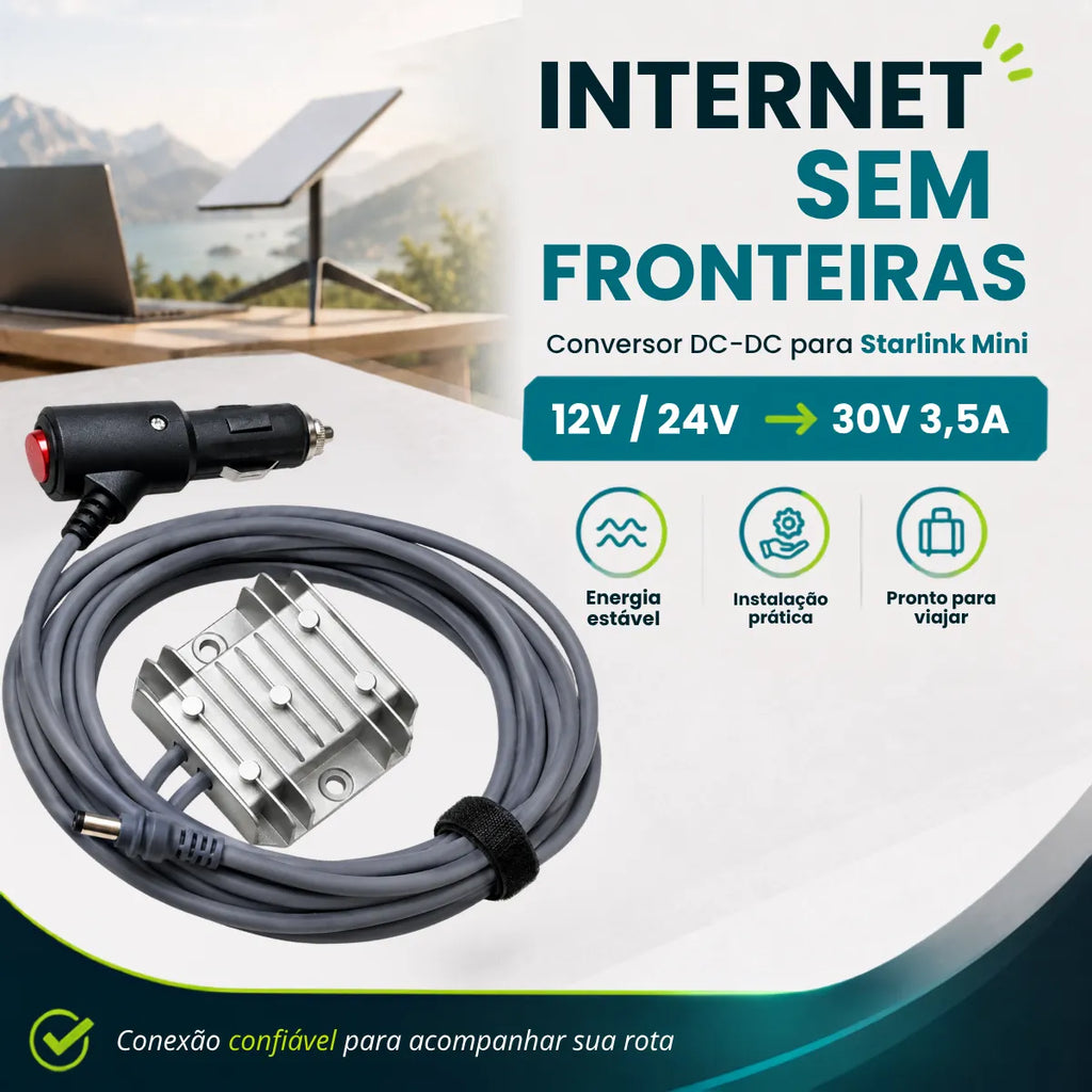 4m Conversor Starlink Mini Entrada 12/24v Saída 30v Veicular