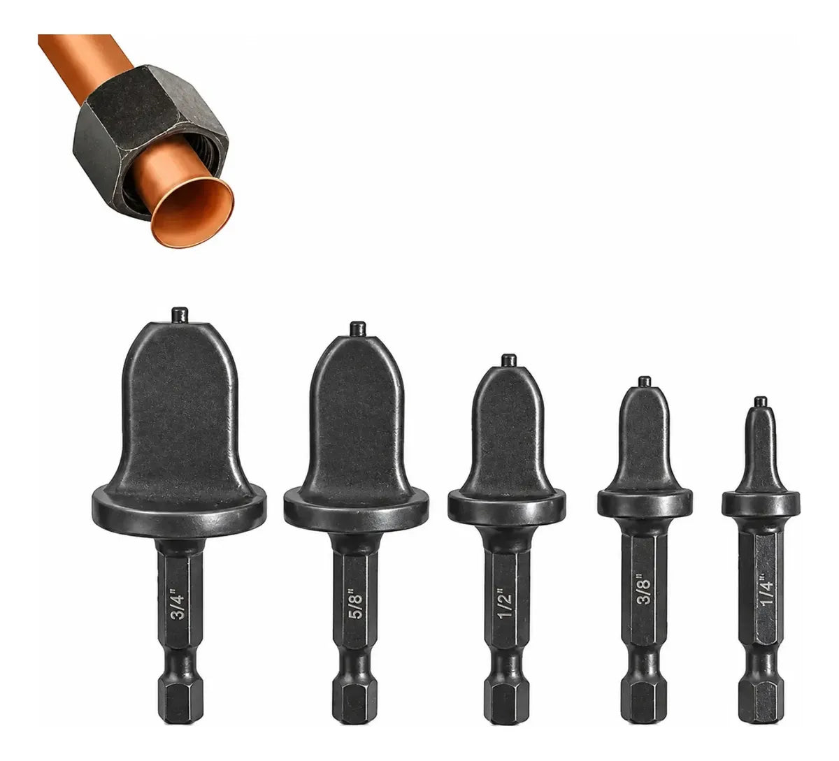 Flangeador De Tubos Cobre E Aluminio Para Furadeira 5 Pcs