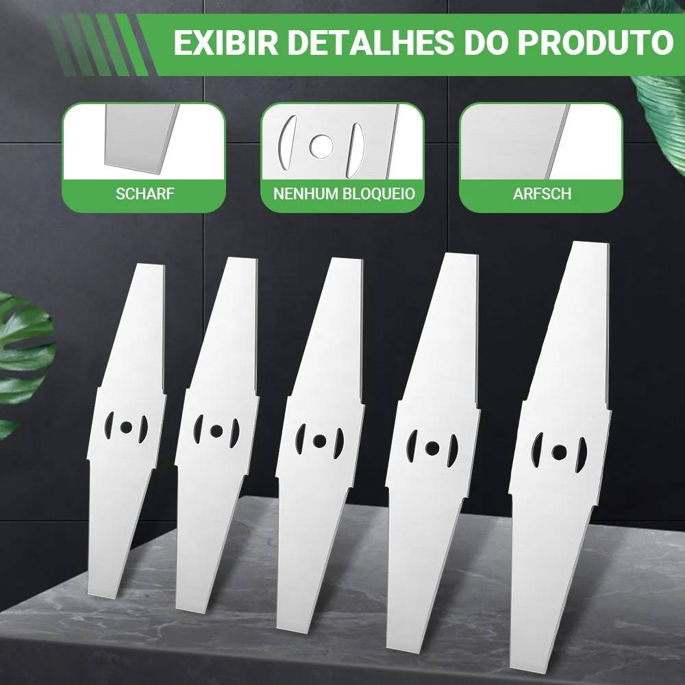 20x Lâminas Faca Metal Rocadeira Cortador De Gramas Bateria