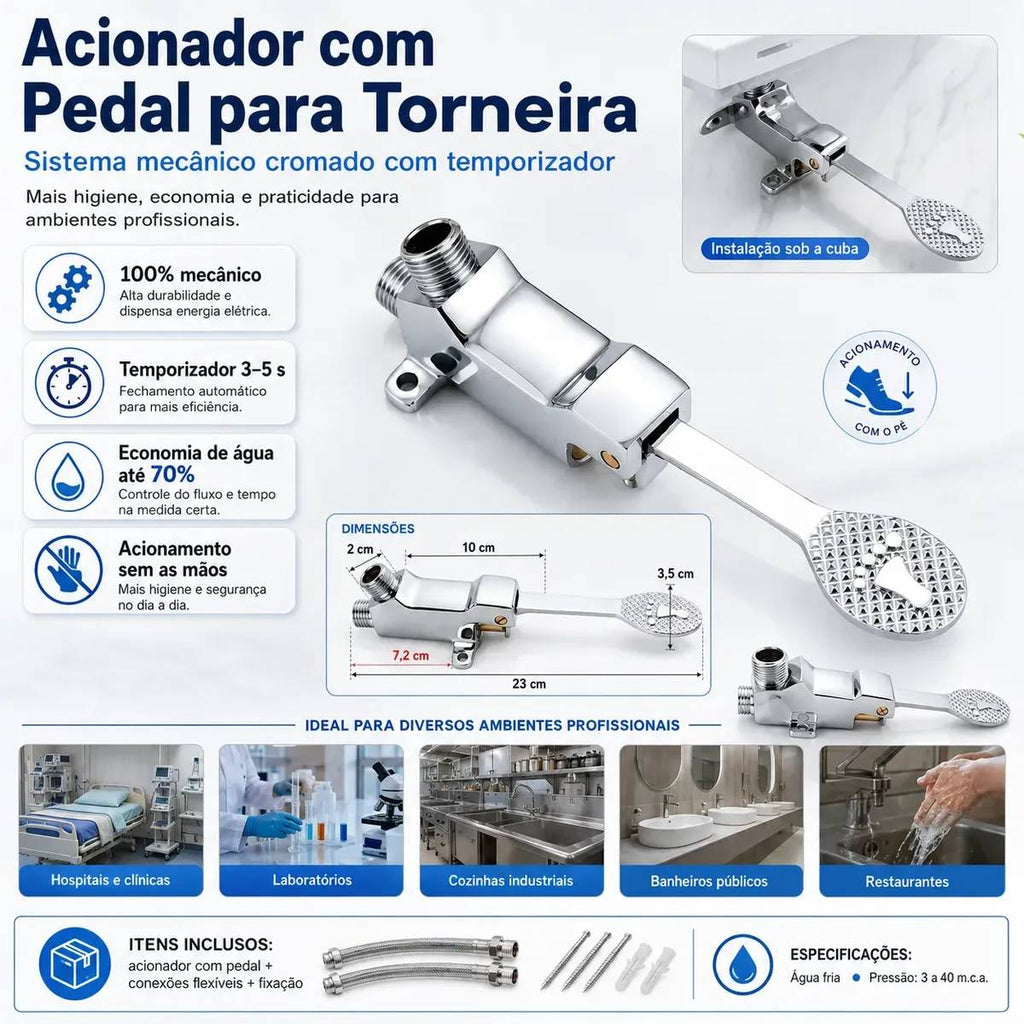 Pedal Mecânico Acionador Para Torneira Banheiro Clínica