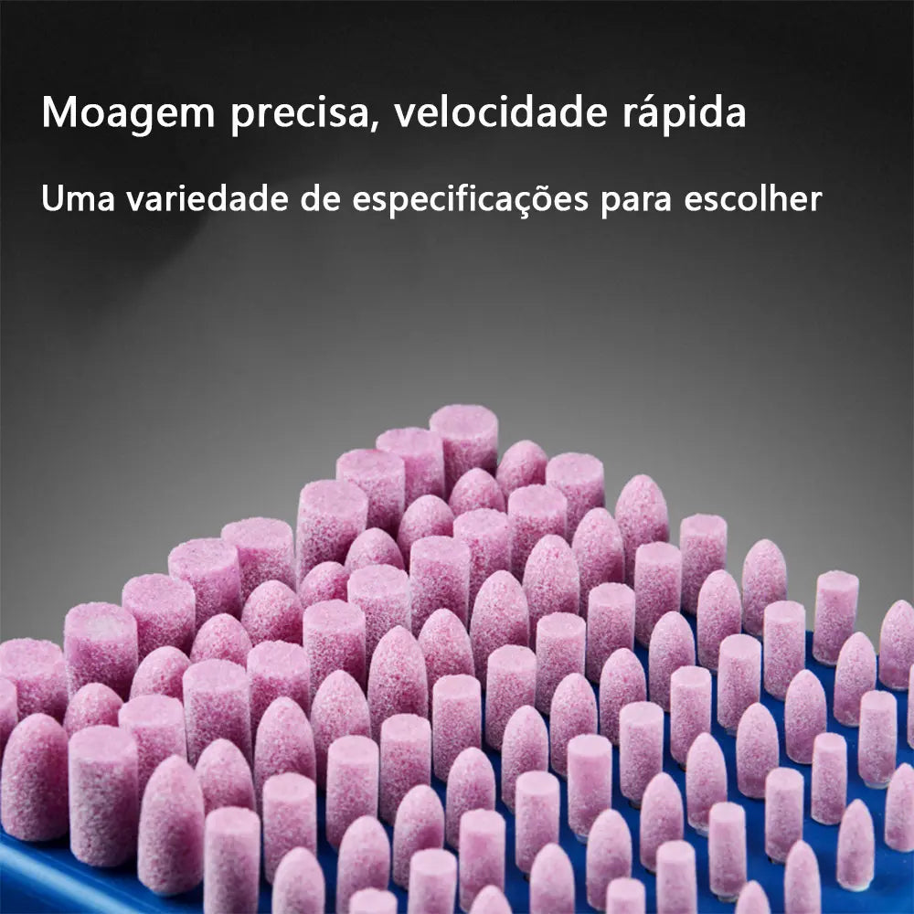 100 Pçs Ponta Montada Rebolo Abrasivo 3mm Rosa Para Retífica