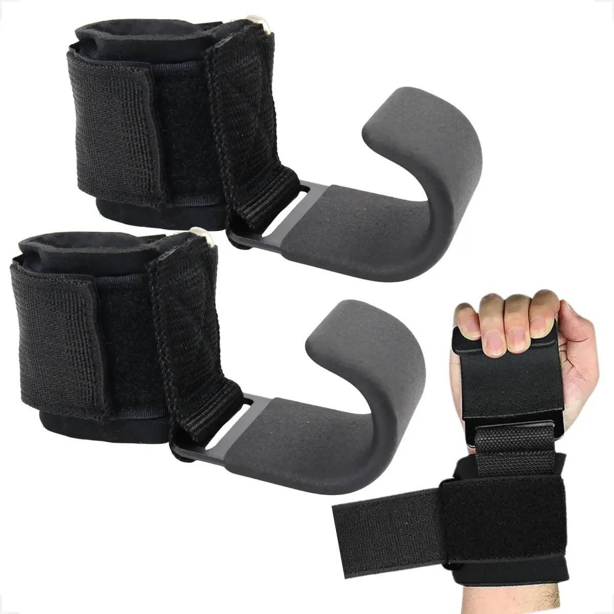 Strap Luva Gancho Treino Musculação Academia Crossfit Preto