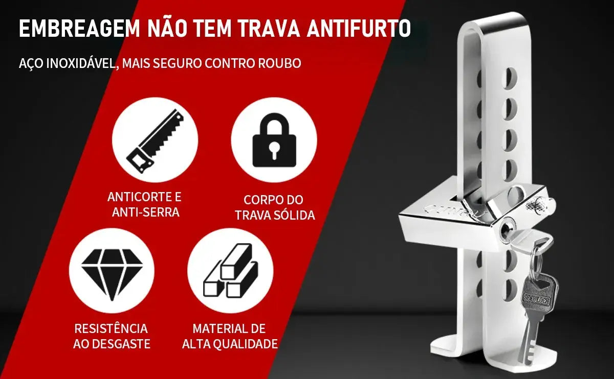 Trava Anti Furto Segurança Freio Embreagem Veículo Aço Pedal