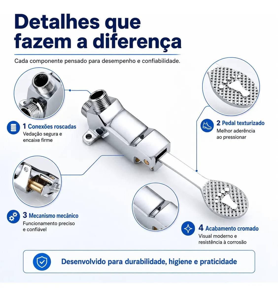 Pedal Mecânico Acionador Para Torneira Banheiro Clínica