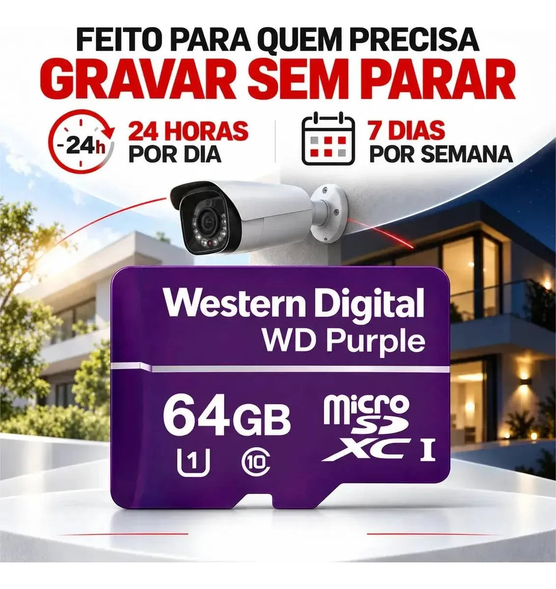 Cartão De Memória Wd Purple Micro Digital 64gb 32tbw