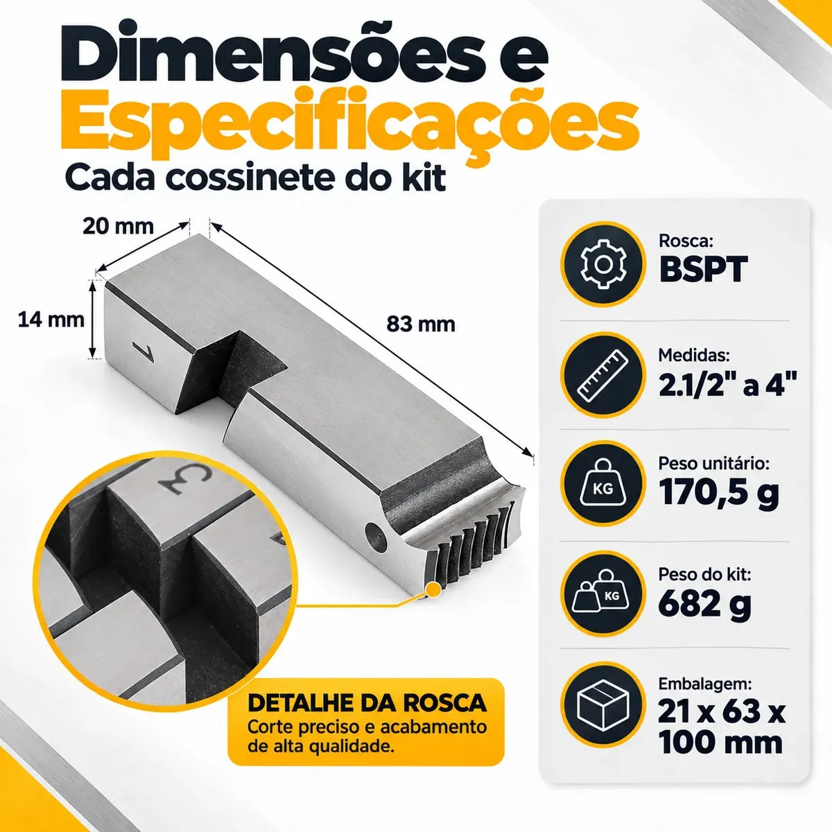 Jogo Cossinetes Rosqueadeira 212 A 4 Com 4 Unidades