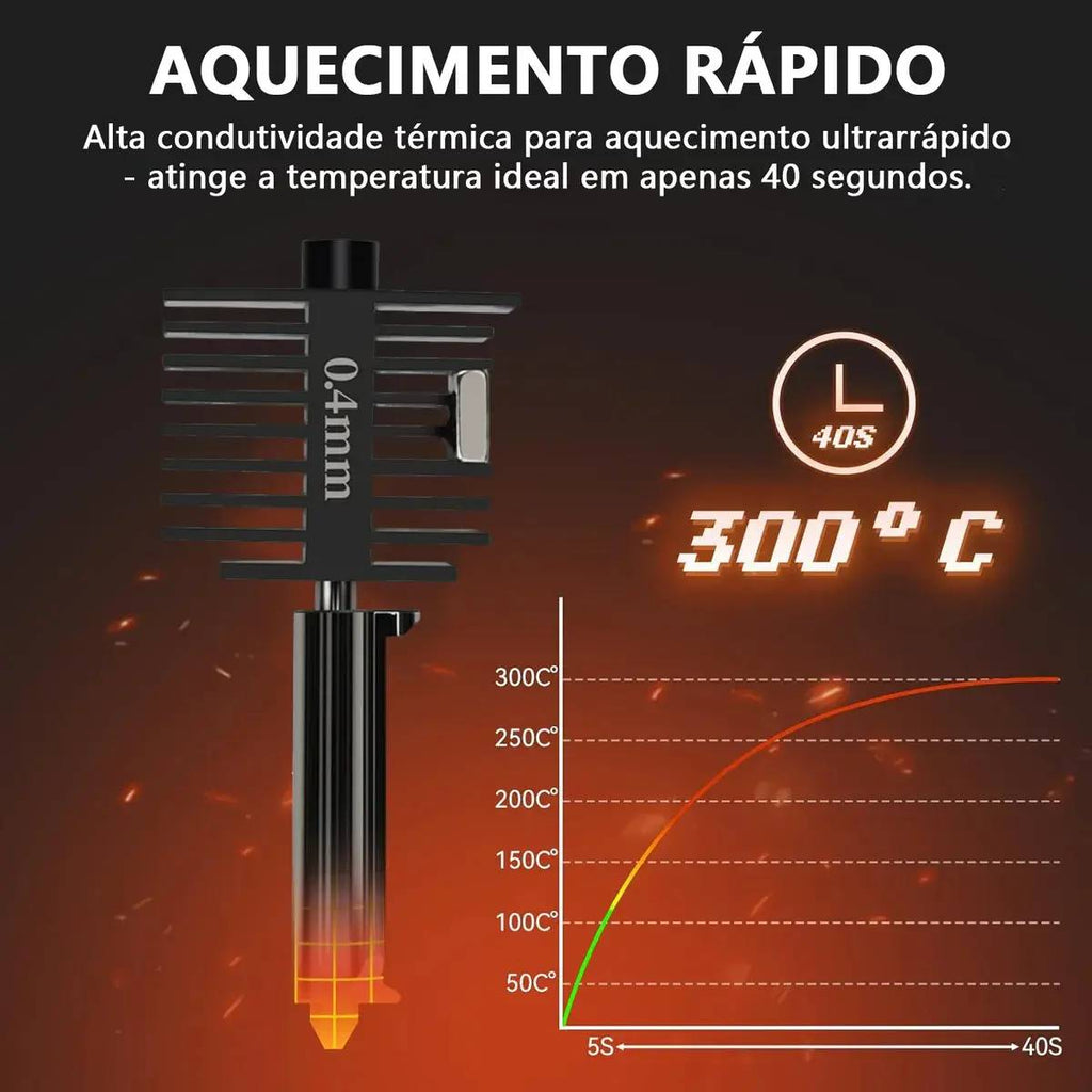 Hotend Com Bico Nozzle Aço Endurecido 0,4mm P/ A1 / A1 Mini