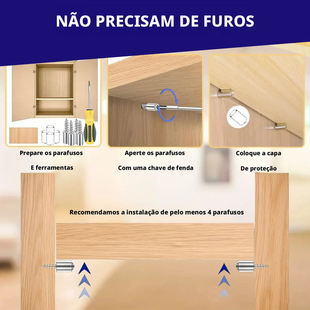 Kit 60un Parafusos Para Móveis Prateleiras Suporte Com Capa