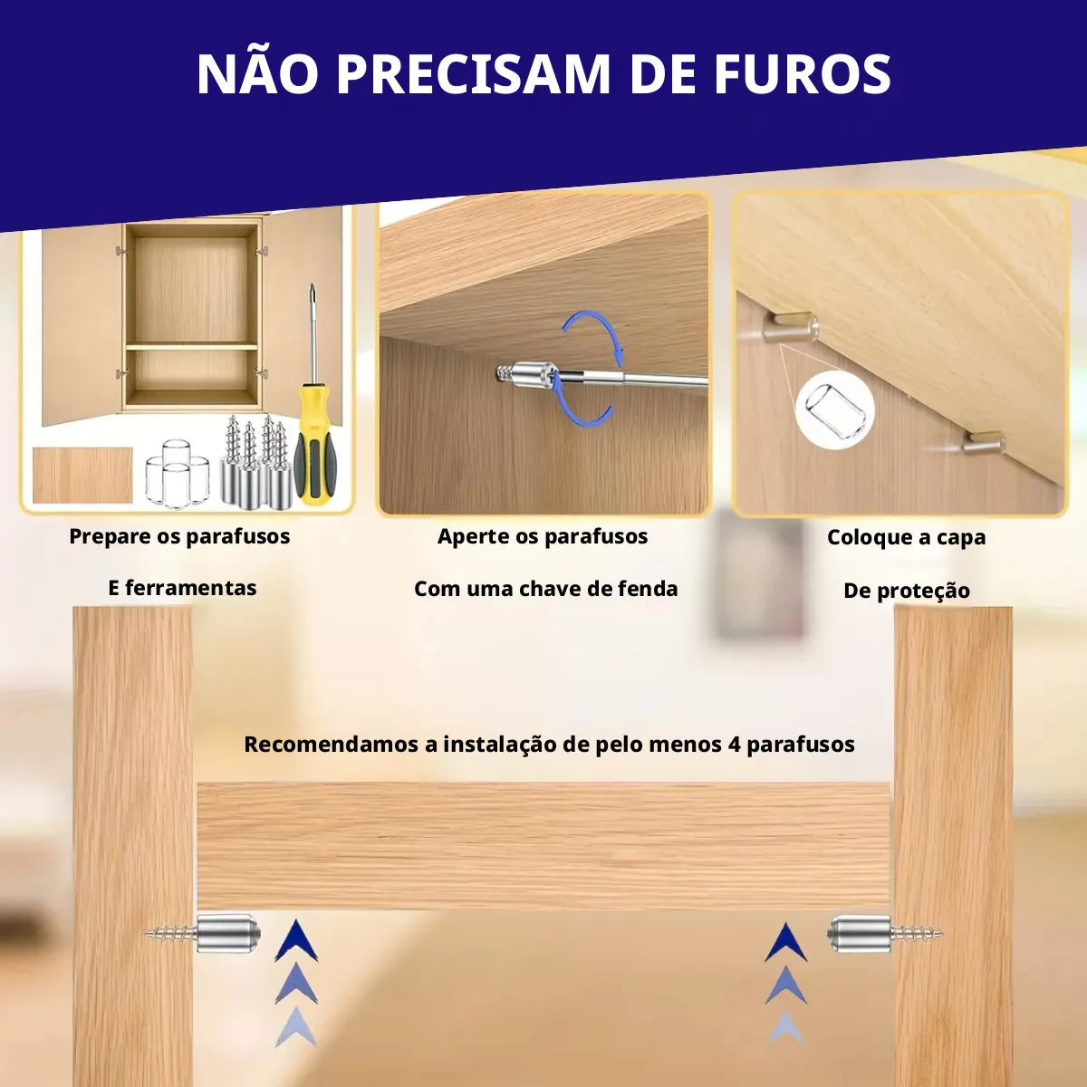 Kit 60un Parafusos Para Móveis Prateleiras Suporte Com Capa