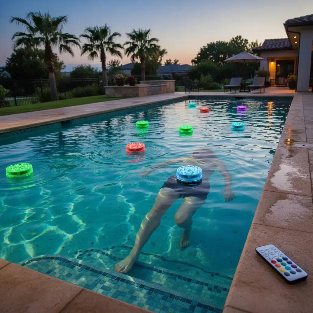 Kit 2 Luz Led Piscina Rgb Controle Remoto Pilha Ventosa