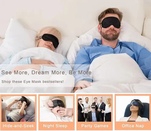 Kit Com 10 Máscaras Para Dormir Tapa Olhos Atacado Cor Preto