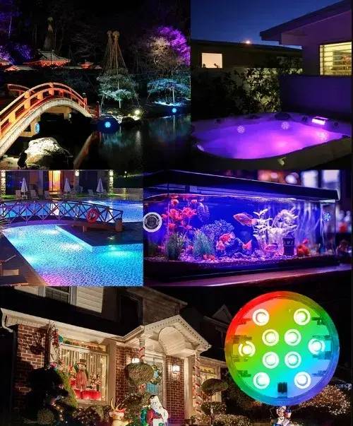 Kit 2 Luz Led Piscina Rgb Controle Remoto Pilha Ventosa