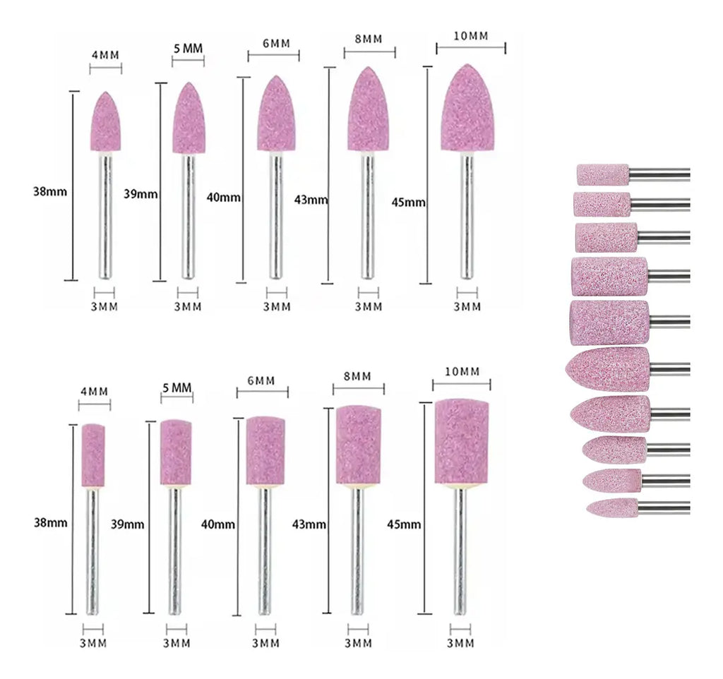 100 Pçs Ponta Montada Rebolo Abrasivo 3mm Rosa Para Retífica