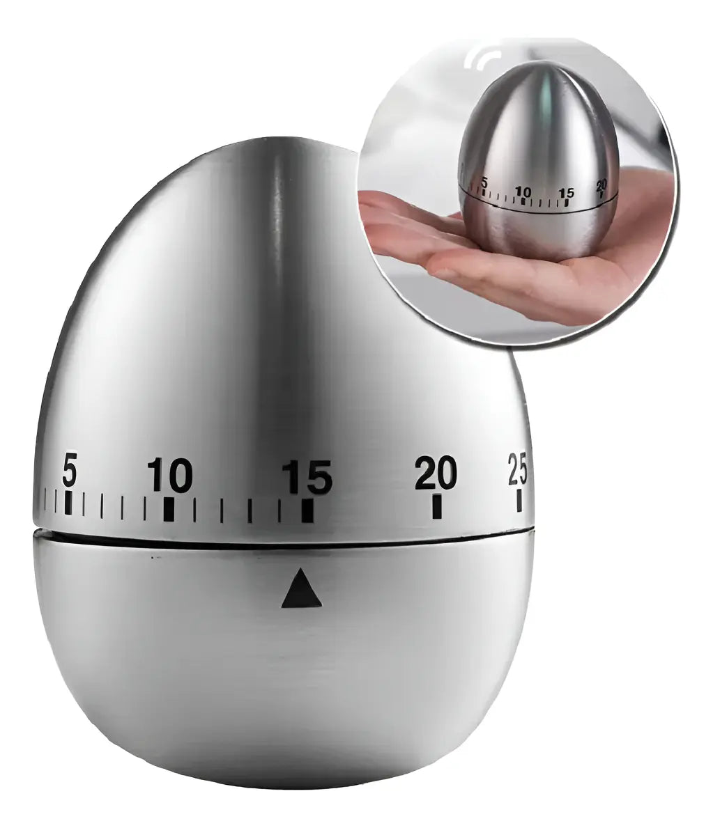 Timer Temporizador Contador Cozinha Formato Ovo Prata