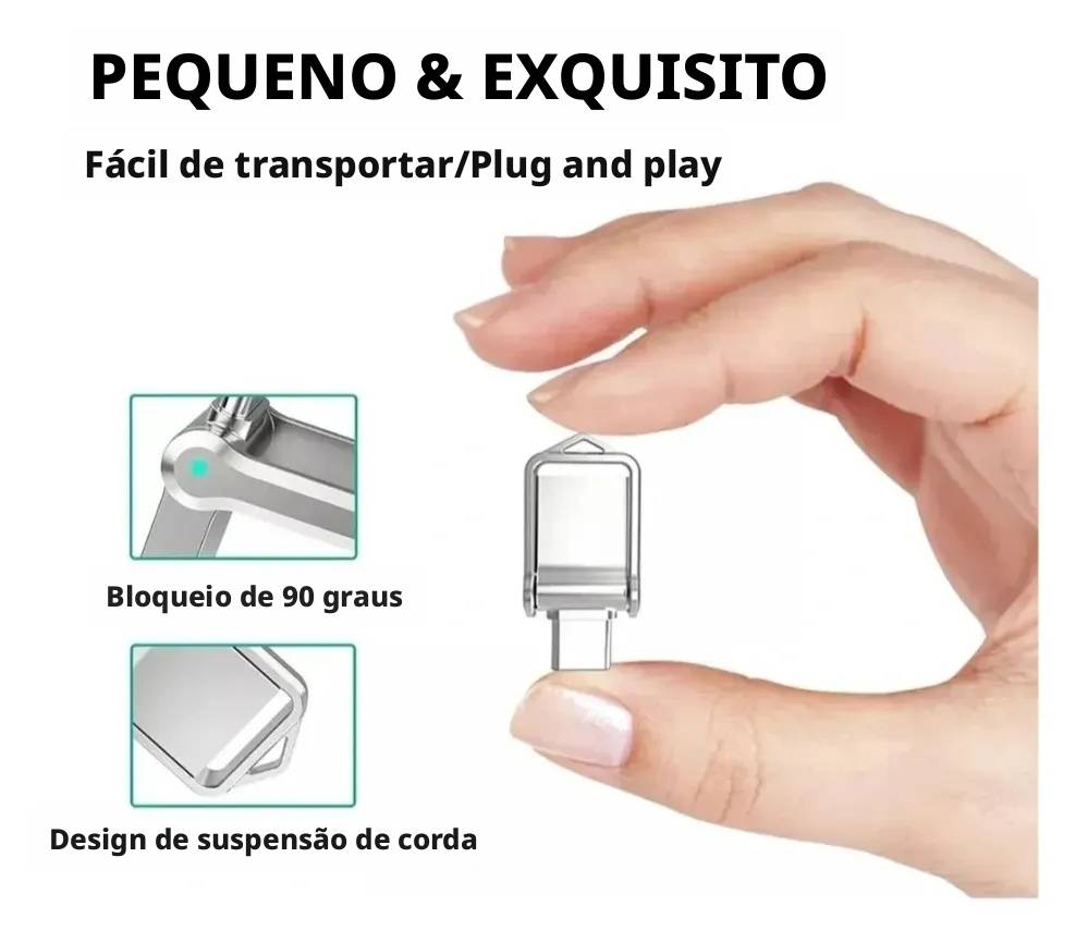 Unidade Flash Usb 2 Tb 3.0 2 Em 1 De Alta Velocidade