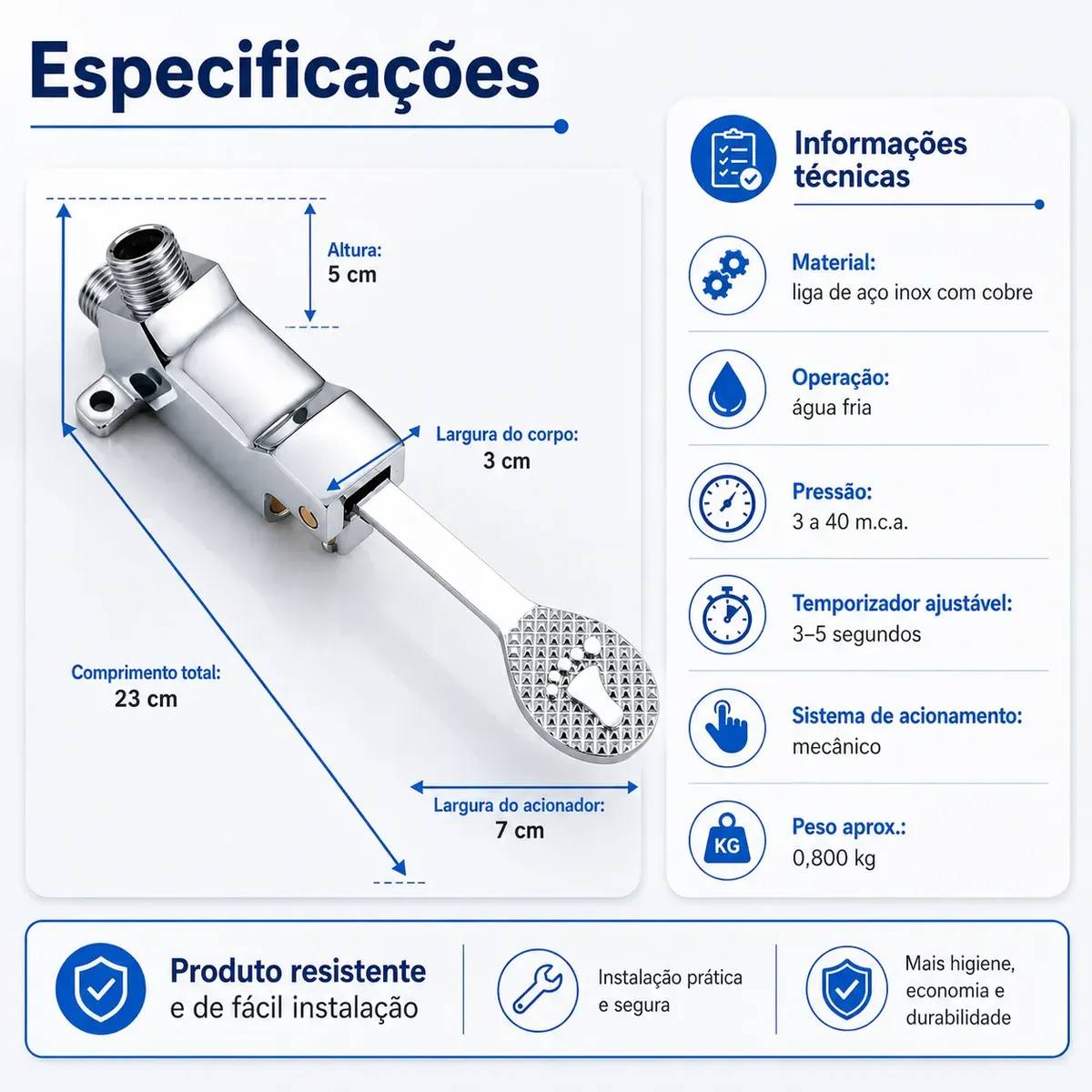 Pedal Mecânico Acionador Para Torneira Banheiro Clínica