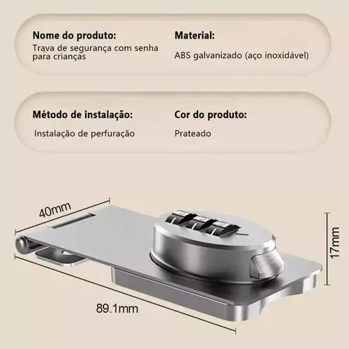 Trava De Gaveta Para Roupas Com Senha Cor Prata