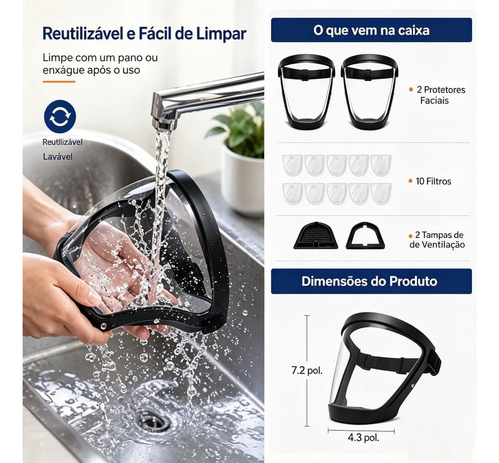 Mascara Para Proteçao Facial Visor Transparente