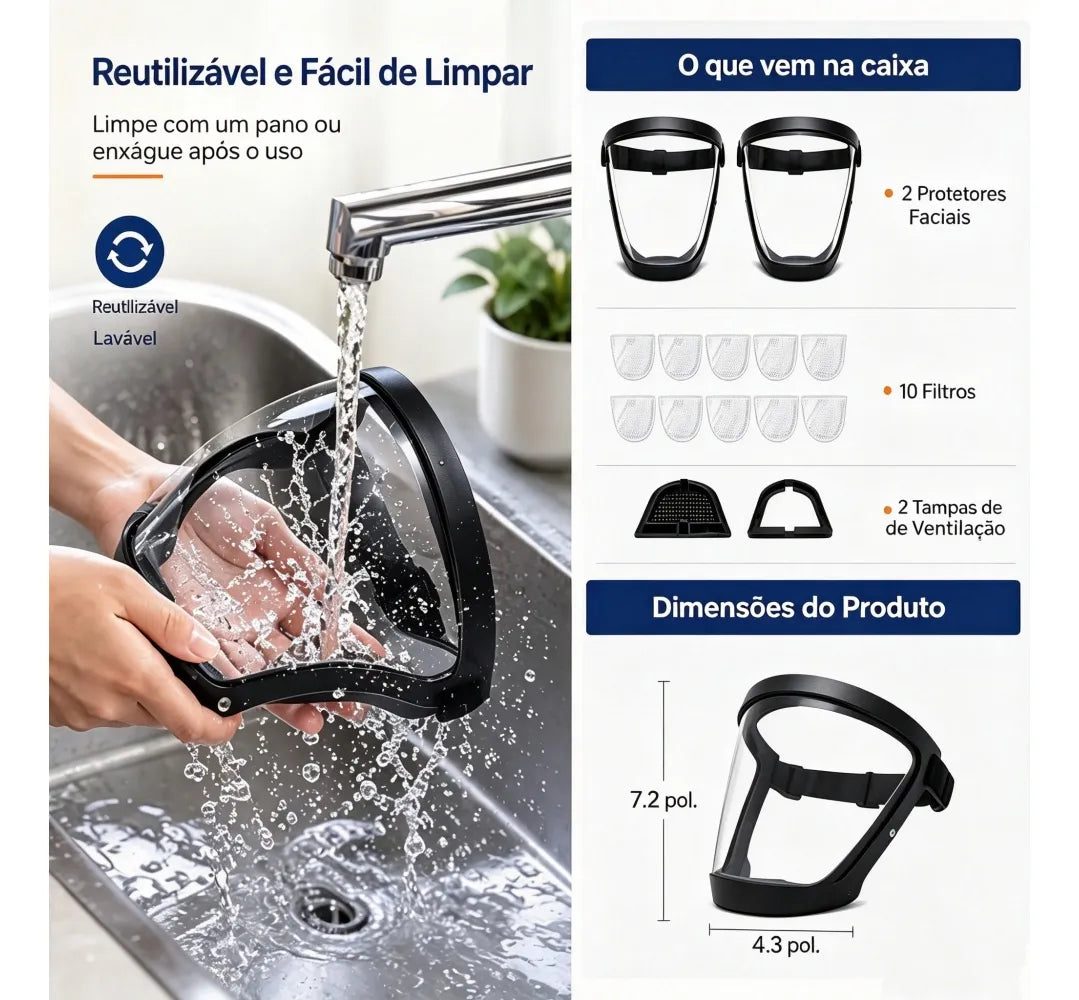Mascara Para Proteçao Facial Visor Transparente