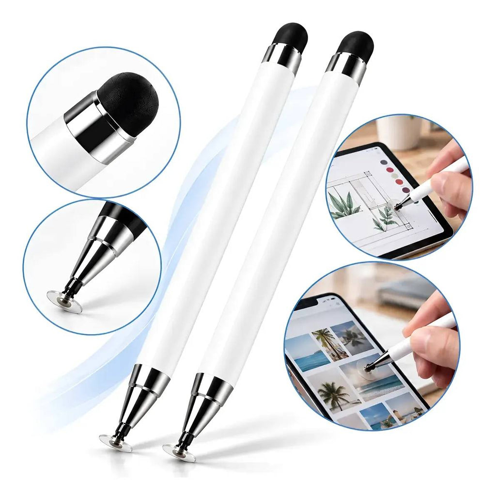 Kit 2 Caneta Touch Screen Stylus 2 Em 1 Ponta Fina Tablet