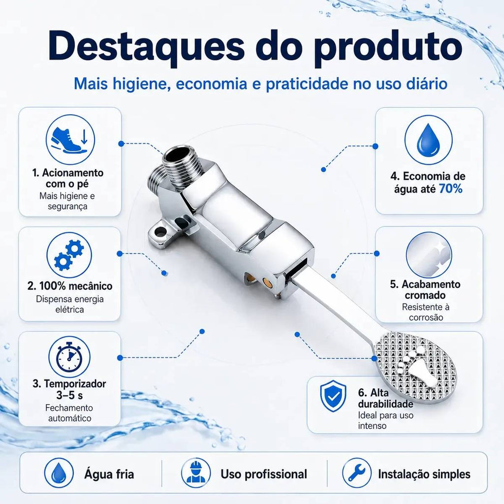 Pedal Mecânico Acionador Para Torneira Banheiro Clínica