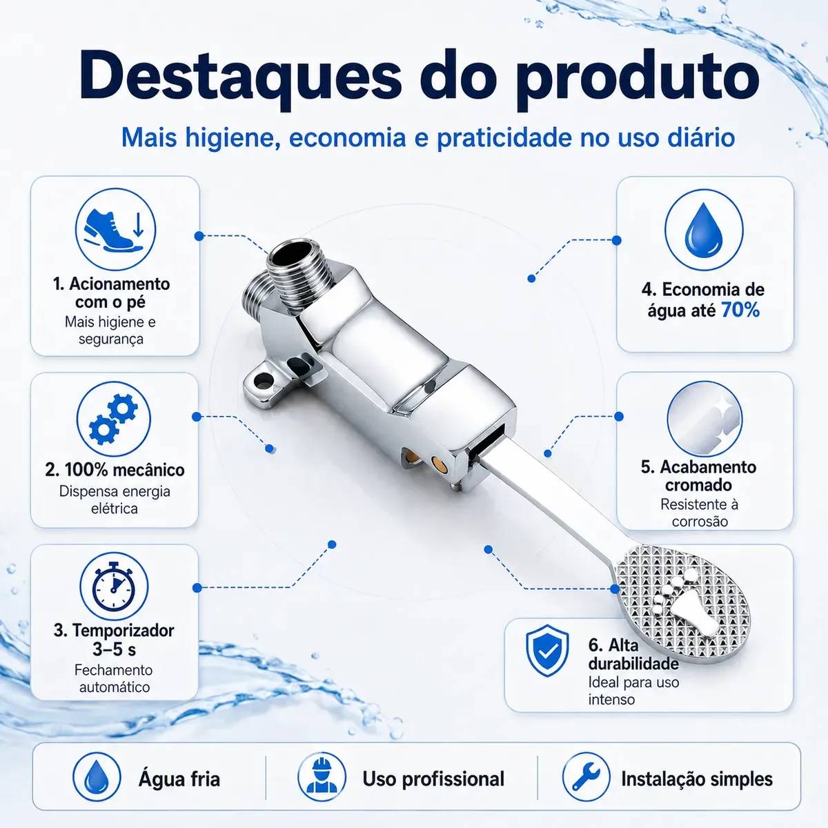 Pedal Mecânico Acionador Para Torneira Banheiro Clínica