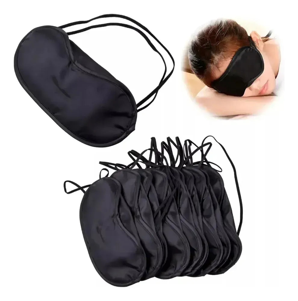 Kit Com 10 Máscaras Para Dormir Tapa Olhos Atacado Cor Preto
