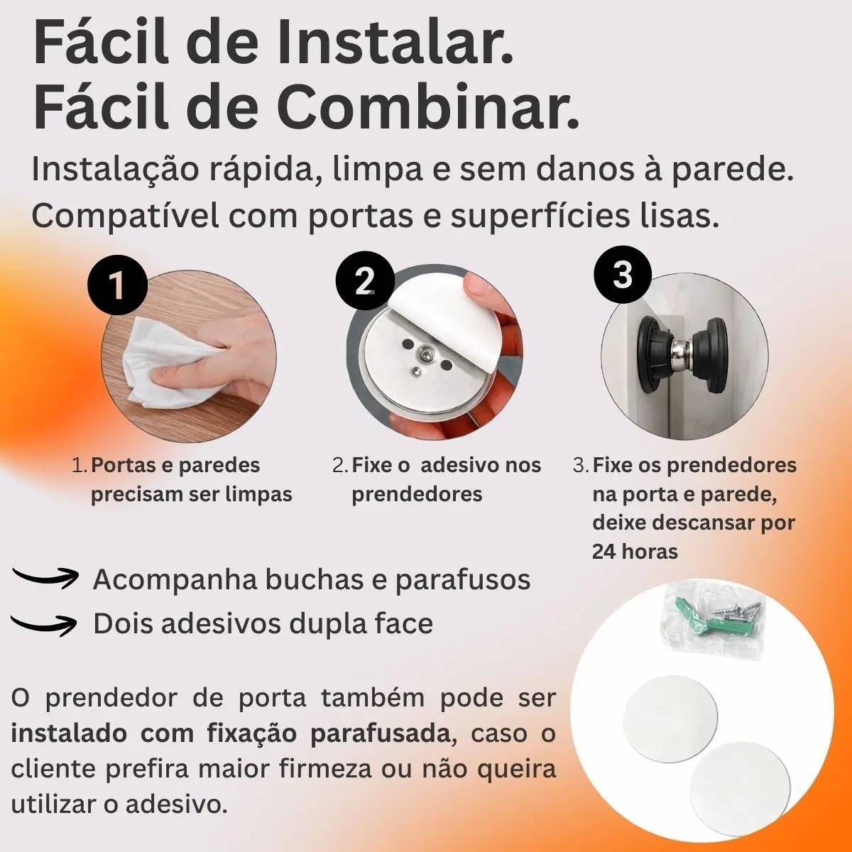 Kit 5 Prendedor Porta Magnético Imã Batedor Fixador Adesivo