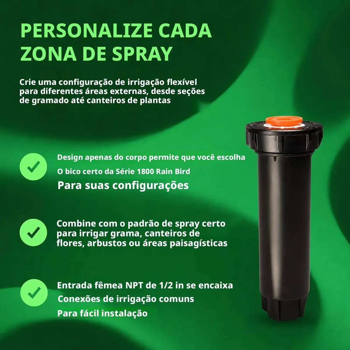 Aspersor Spray 1804 Rain Bird Bocal + Flexível + Bocal C/10