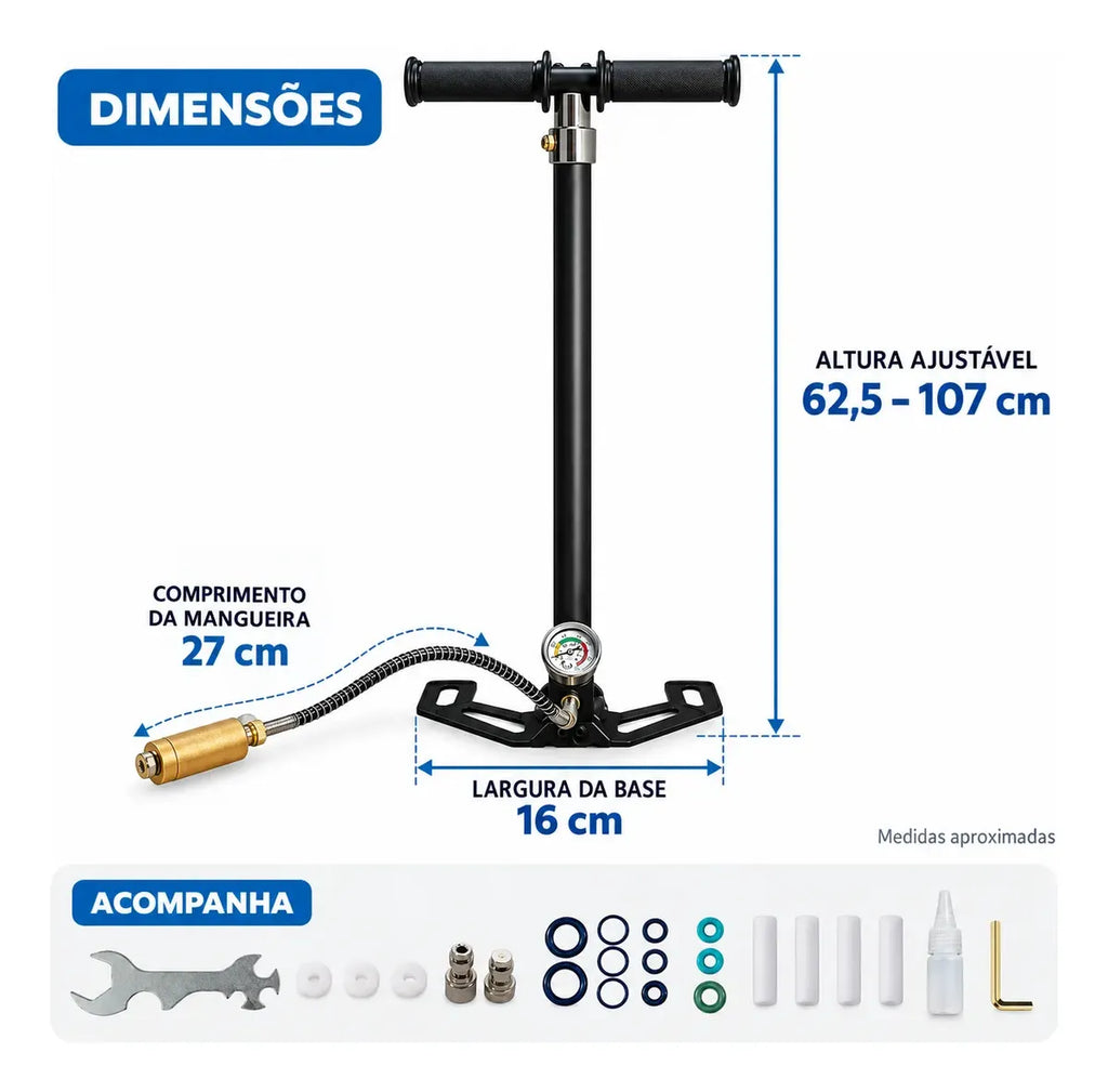 Bomba Manual Pcp 4 Estágios Alta Pressão 6000psi Portátil