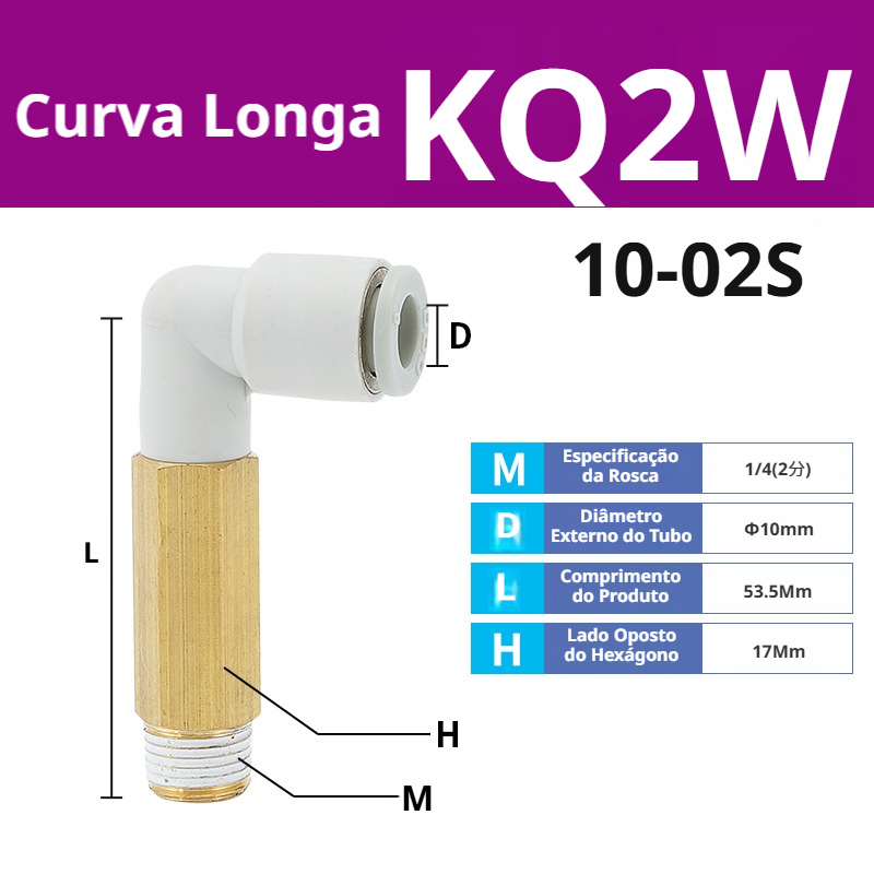 Conexão Pneumática Para Tubo 10mm Rosca 1/4 Smc Kq2w10-02s