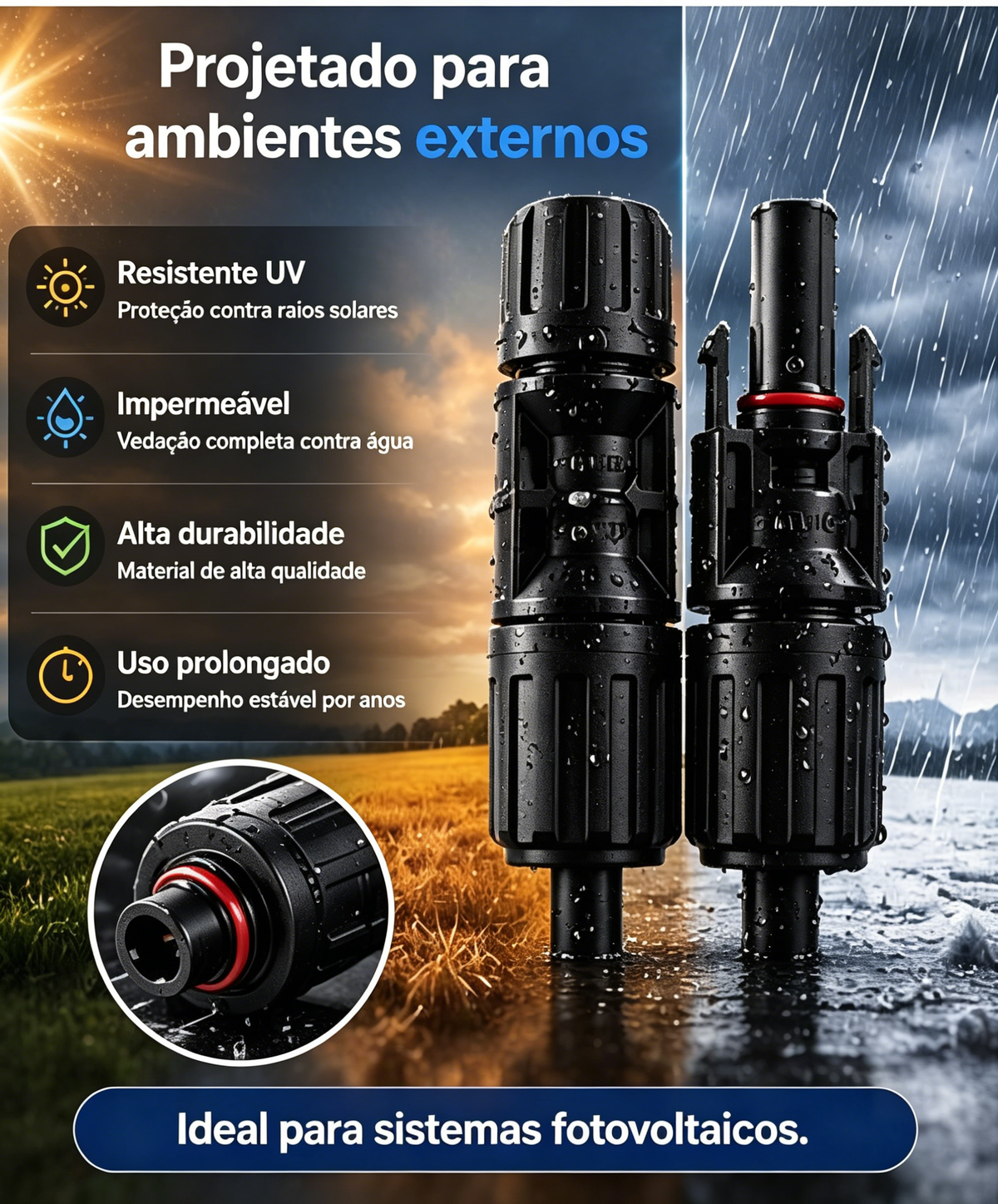Conector Mc4 Para Painel Solar Fotovoltaico 10 Pares