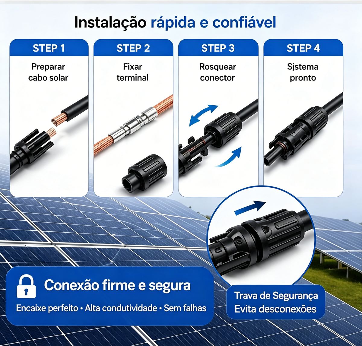 Conector Mc4 Para Painel Solar Fotovoltaico 10 Pares