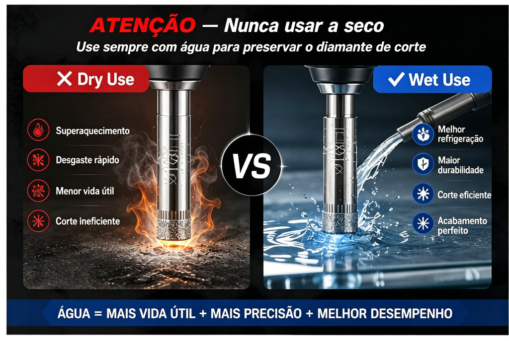 6 Brocas Serra Copo Diamantada 6-16mm Para Porcelanato Vidro