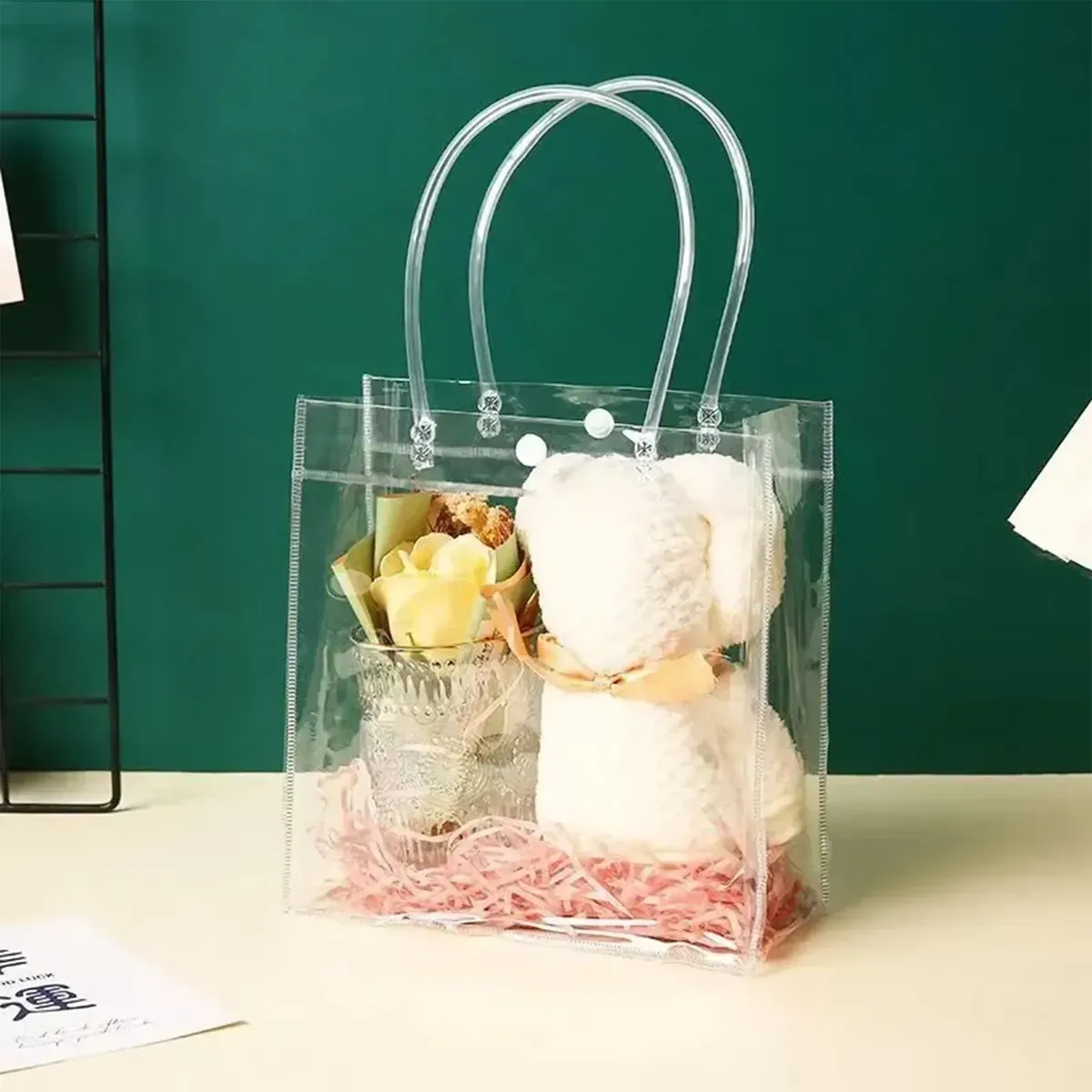 20 Un Sacos De Presente Pvc Reutilizáveis Com Alça 20*20*8