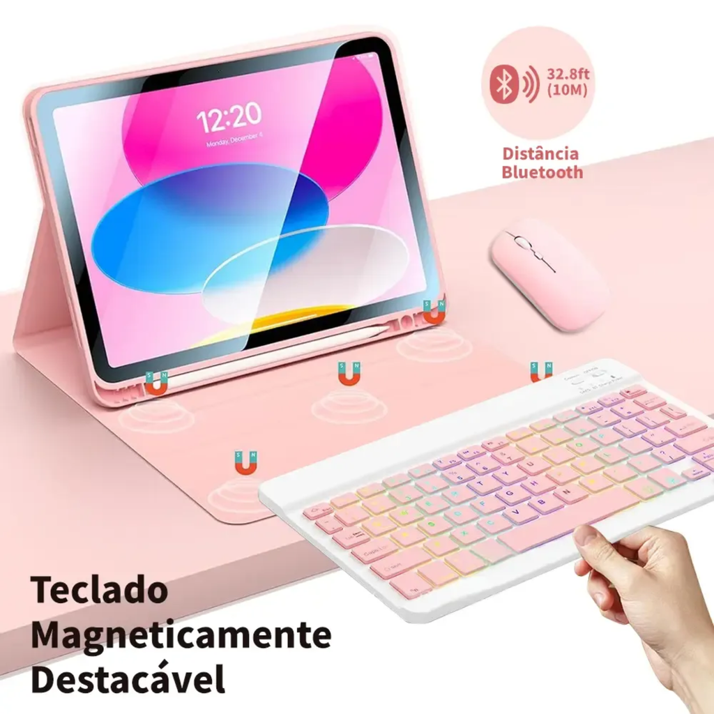 Capa + Mouse + Teclado + Caneta Para Ipad 10''/11'' Geração
