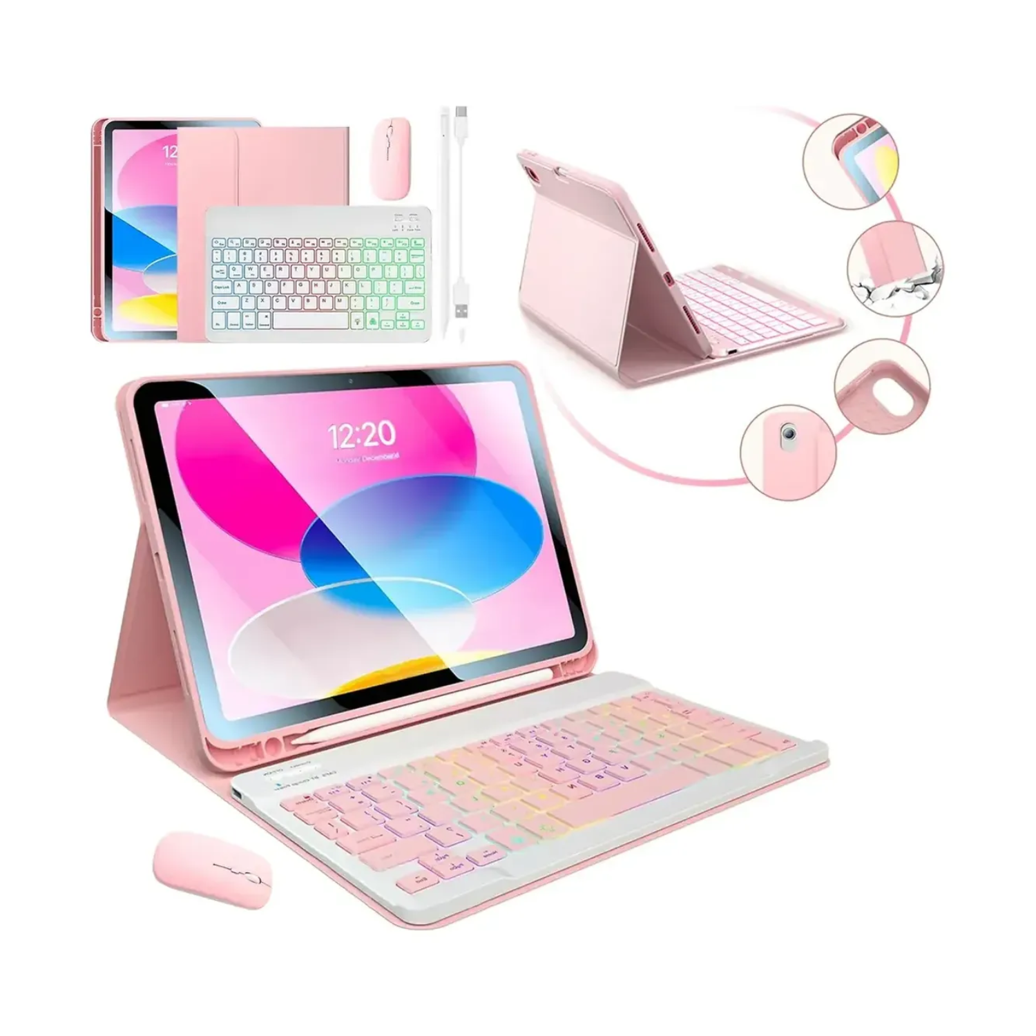 Capa + Mouse + Teclado + Caneta Para Ipad 10''/11'' Geração