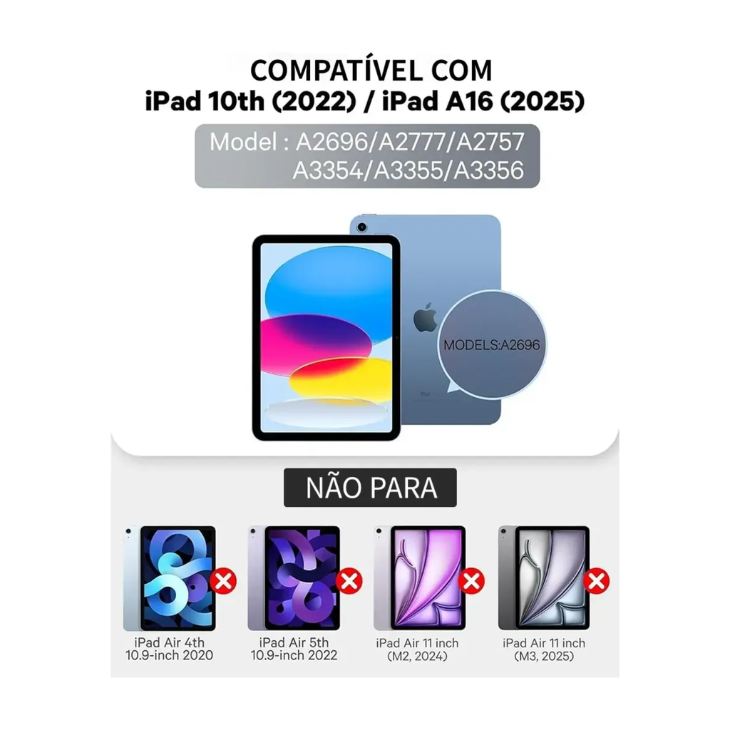 Capa + Mouse + Teclado + Caneta Para Ipad 10''/11'' Geração