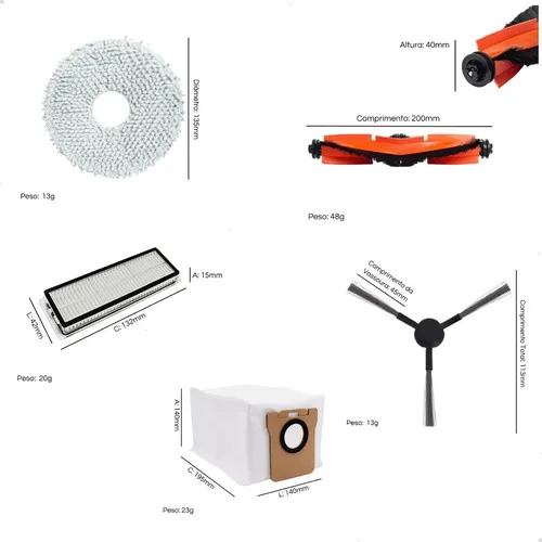 Kit Reposição Robô Aspirador Xiaomi X20 Max