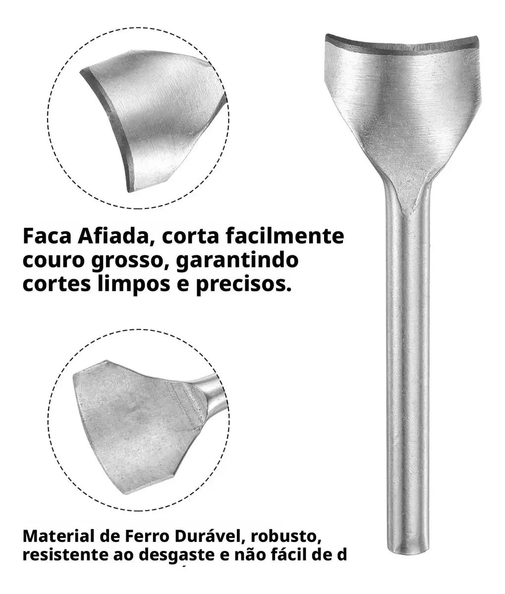 Kit 5 Cortador Vazador Meia Lua Semicírculo Couro Cintos