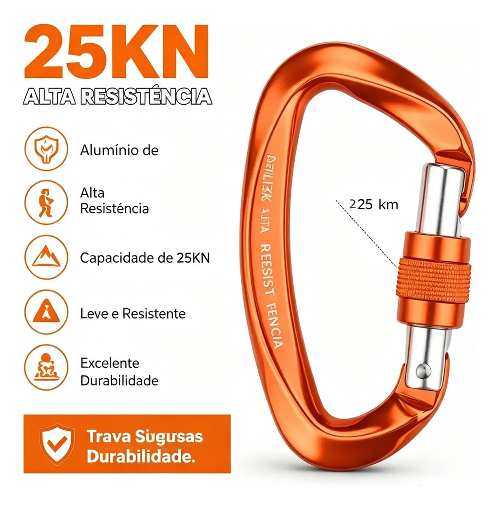 Fechamento Principal Em Alumínio 25kn Para Escalada