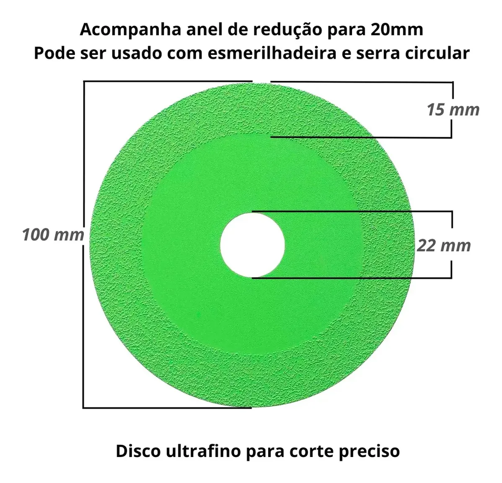 Kit 5 Disco Ultrafino Corte Vidro Espelho Porcelanato 20mm
