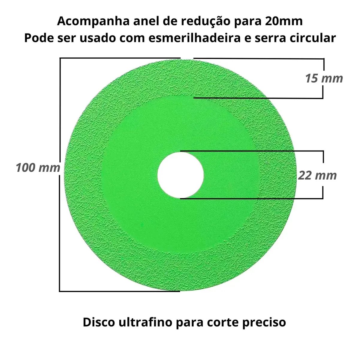 Kit 5 Disco Ultrafino Corte Vidro Espelho Porcelanato 20mm