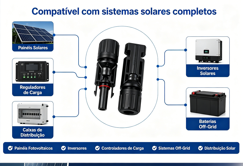 Conector Mc4 Para Painel Solar Fotovoltaico 10 Pares