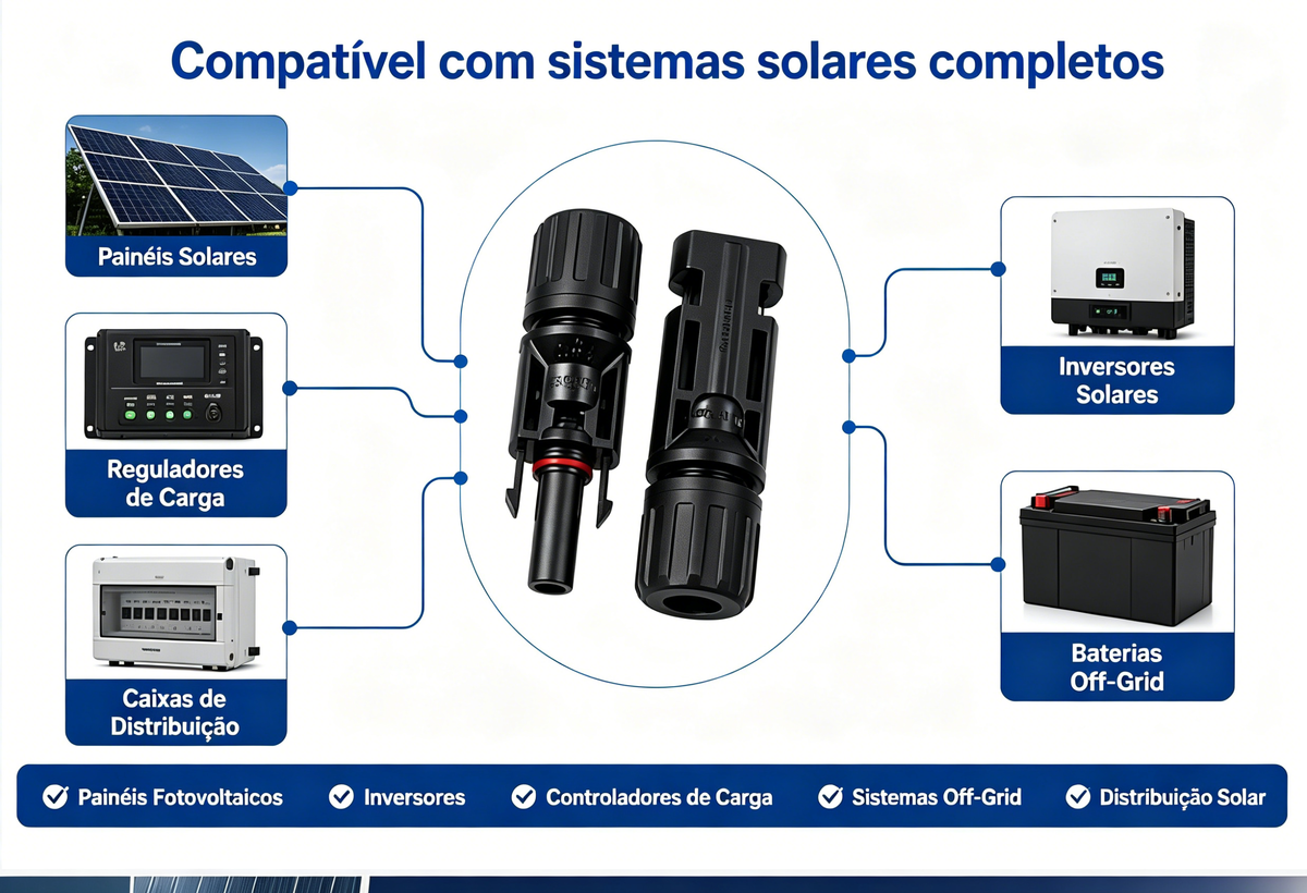 Conector Mc4 Para Painel Solar Fotovoltaico 10 Pares