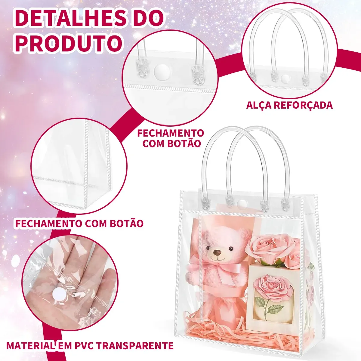 20 Un Sacos De Presente Pvc Reutilizáveis Com Alça 20*20*8