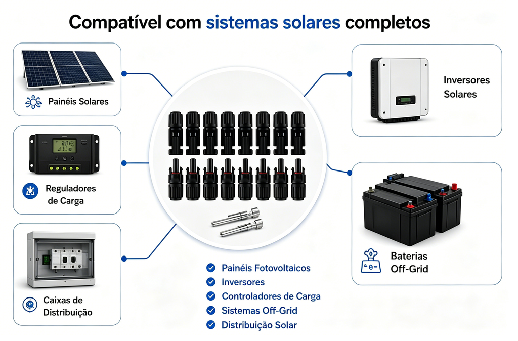 Conector Mc4 Para Painel Solar Fotovoltaico 10 Pares