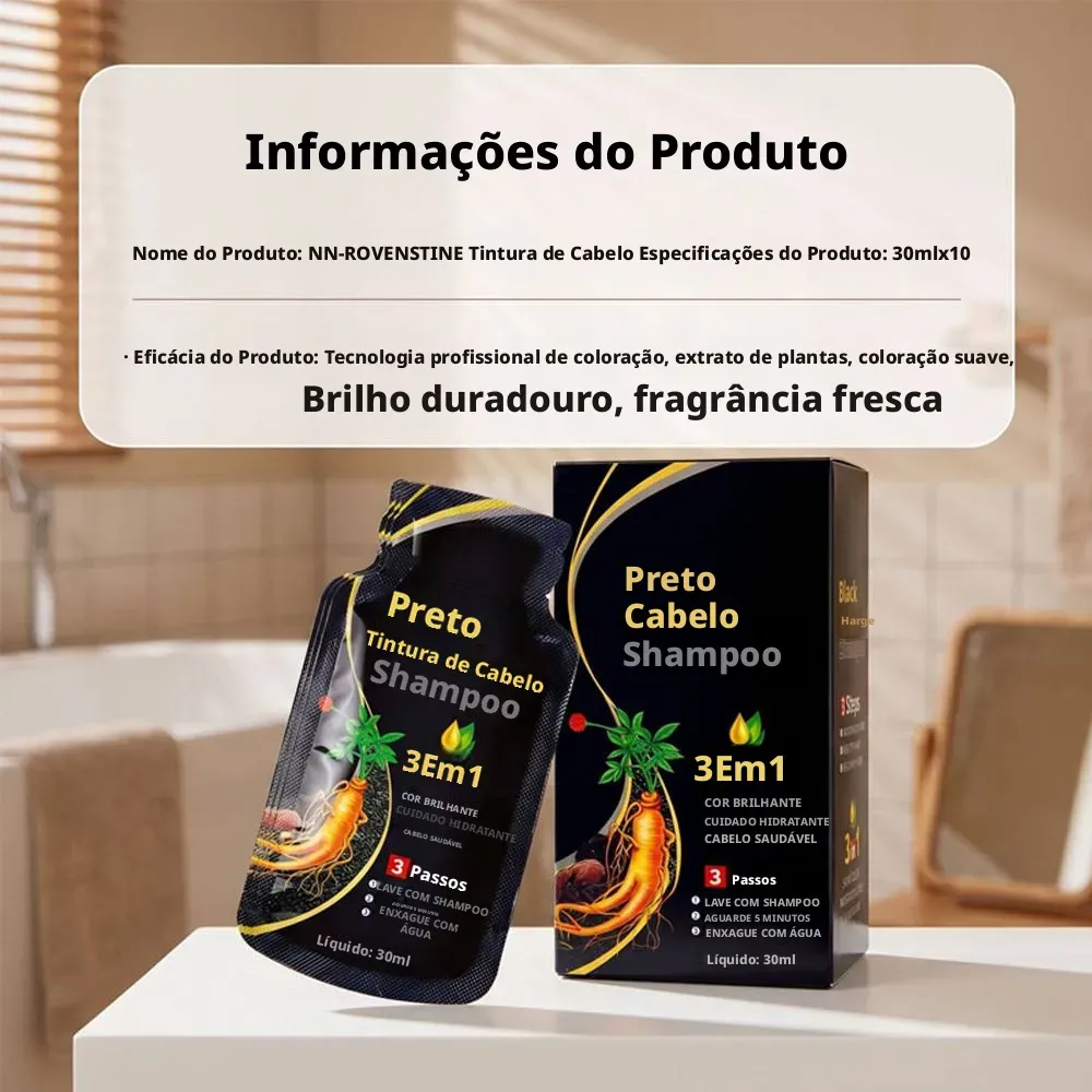 Shampoo Tintura Cobre Cabelos Brancos 1 Lavagem 30ml
