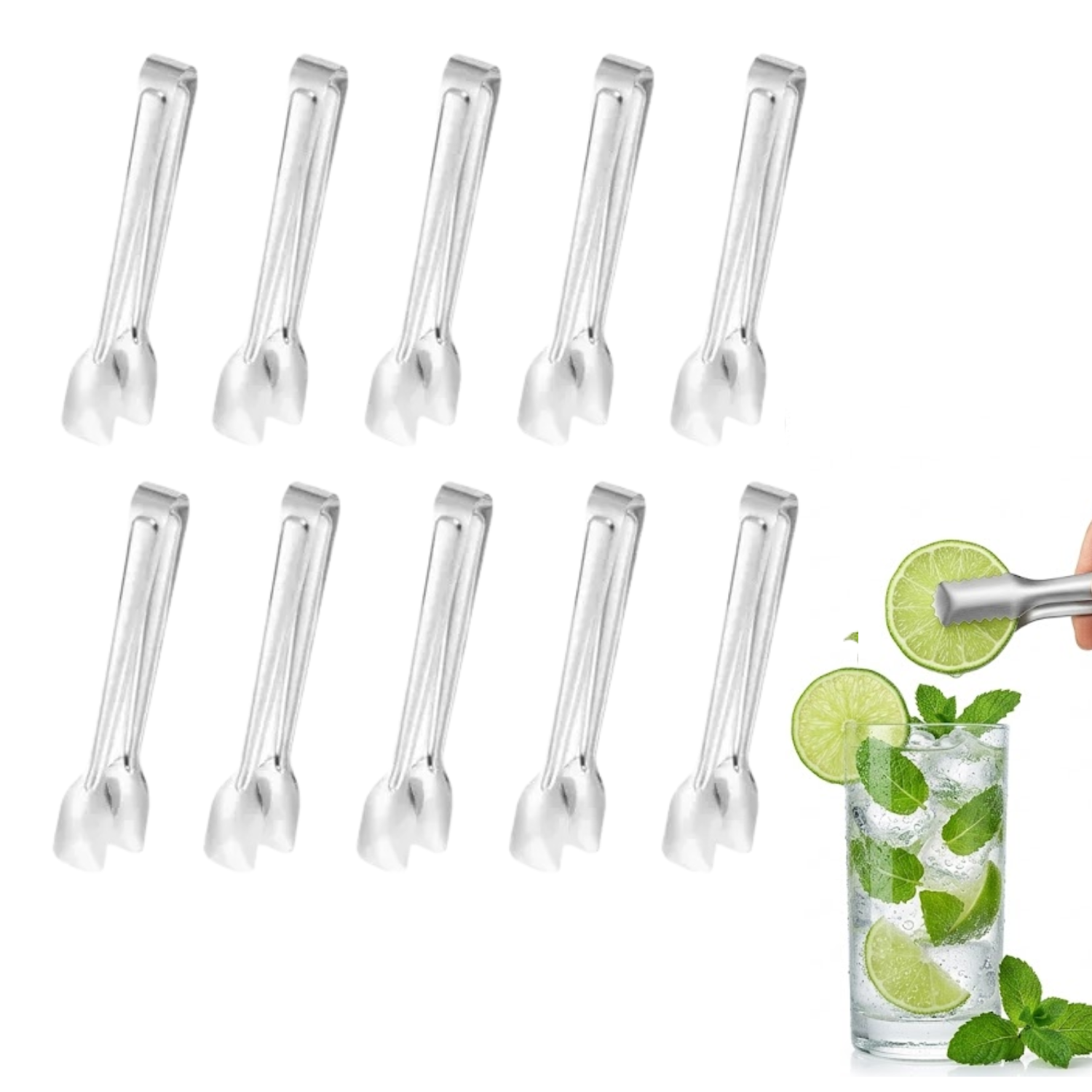 Pegador De Salada Gelo Frios Salgado Aço Inox 18cm 10 Peças